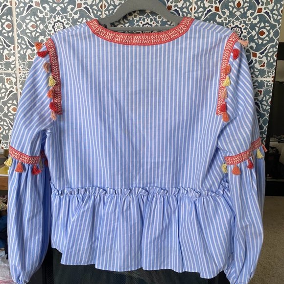 Zara trf_outerwear Striped Wrap Blouse‎ SZ L - Picture 2 of 4